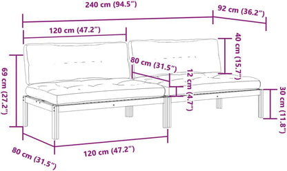 vidaXL Garden center benches 2 pc pallet with cushions solid acacia wood,garden bench,lounge chair garden,garden bench lounge,garden furniture,outdoor bench,bench outdoor