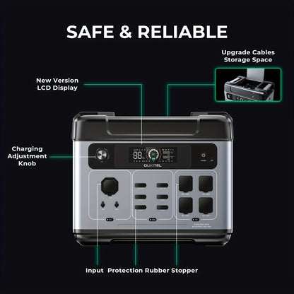 Powerstation – Draagbare Generator – Noodstroomvoeding – Camping Accu – Mobiele Stroomvoorziening – 2048Wh LiFePO4 Batterij – 4x 2400W AC Uitgangen – Snelladen in 1 Uur