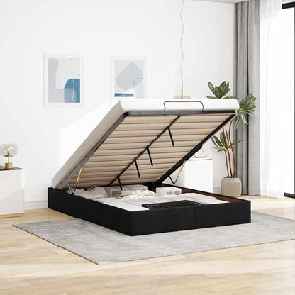 vidaXL Bed frame ottoman without mattress black 140 x 190 cm made of fabric - QUORE