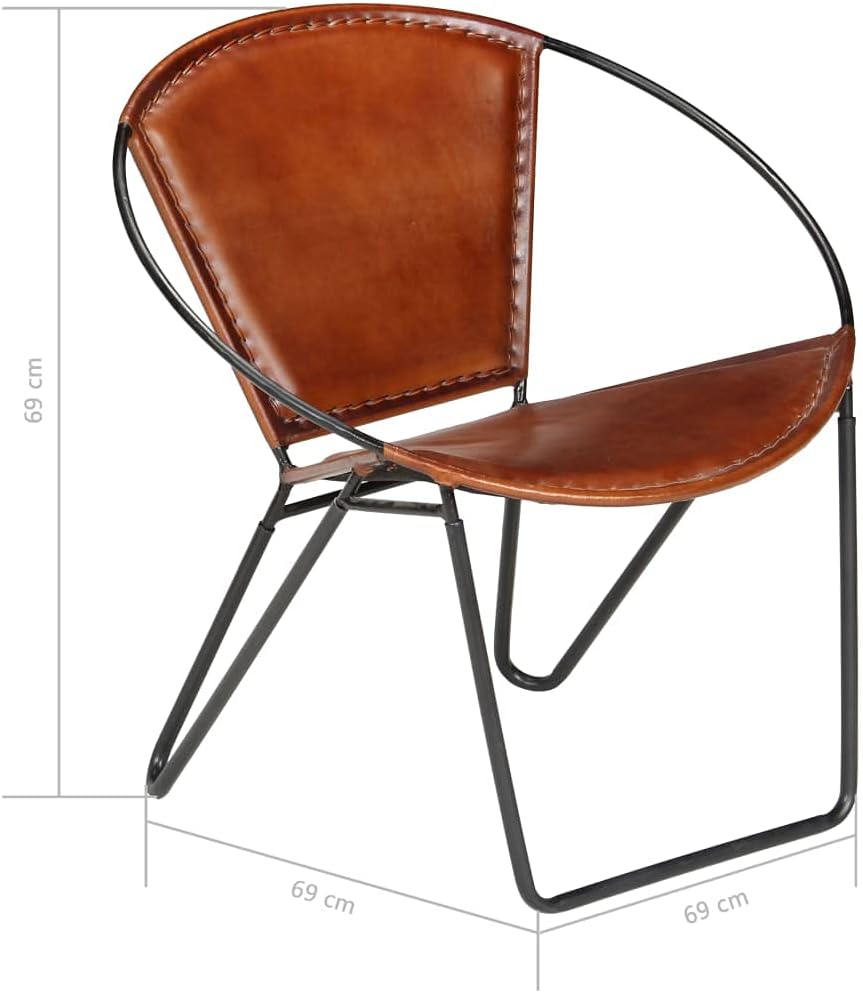 Fauteuil bruin echt leer, loungestoel, televisiestoel, relaxstoel, bureaustoel, stoel voor slaapkamer, woonkamer, werkkamer, kantoor