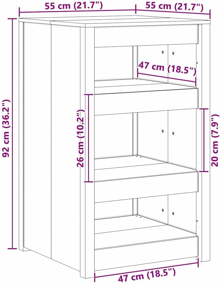 vidaXL Outdoor Kitchen Cabinet White 55x55x92 cm Solid Wood Pine - QUORE