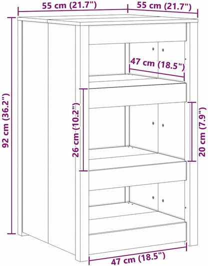 vidaXL Outdoor Kitchen Cabinet White 55x55x92 cm Solid Wood Pine - QUORE
