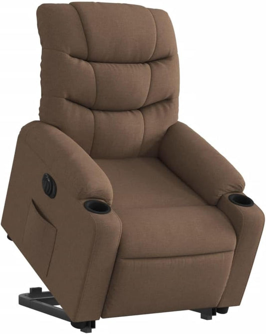 vidaXL Stand up chair electrically adjustable fabric brown