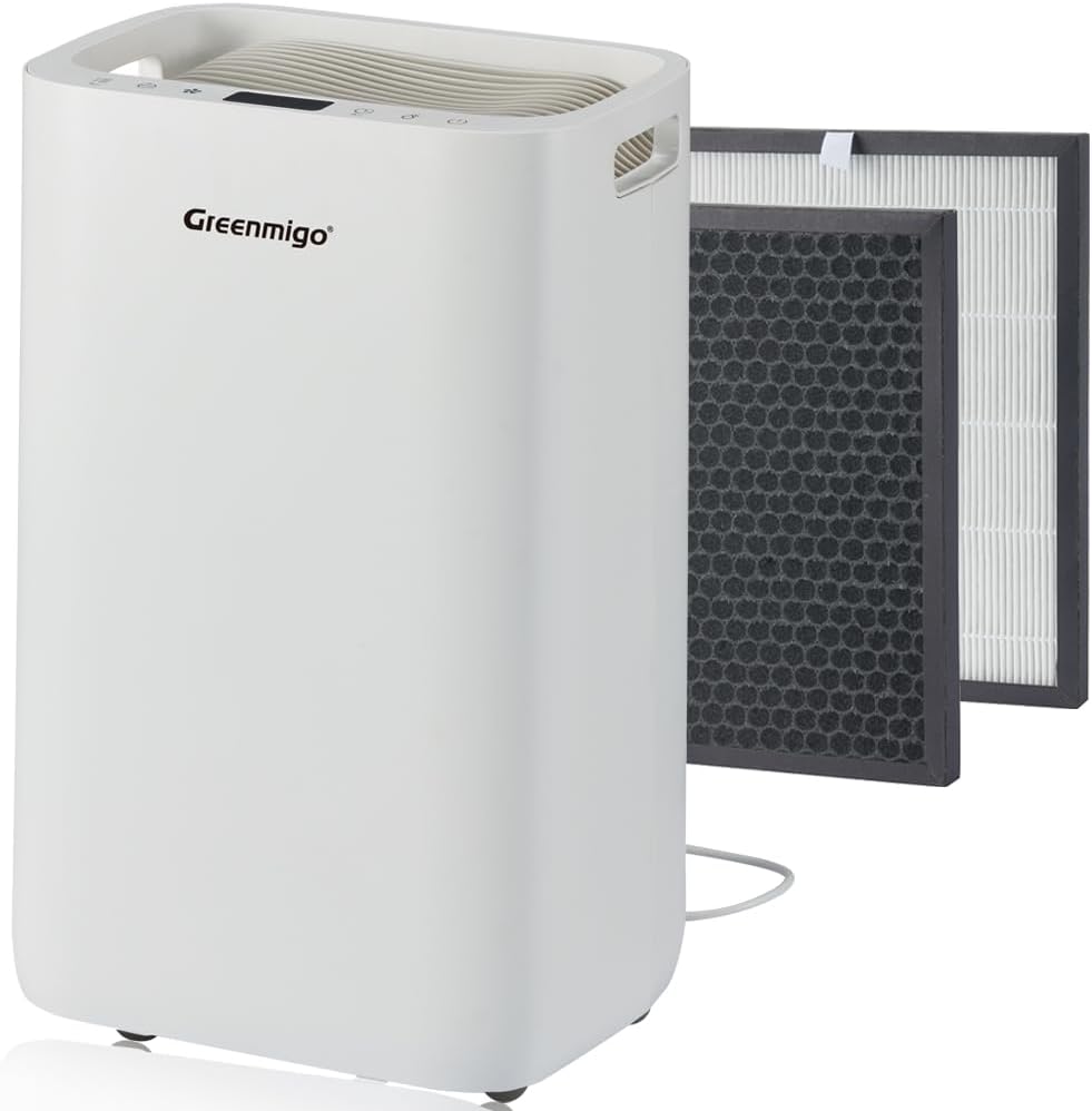 Luchtontvochtiger 20L in 24u,Kamerontvochtiger Luchtontvochtiger met HEPA & Actieve Kool 2in1 Voorfilter,Digitaal Display,Afvoerslang,was Drogen,Timer,Tegen Vocht,Schimmel(ALPHA-Q20)