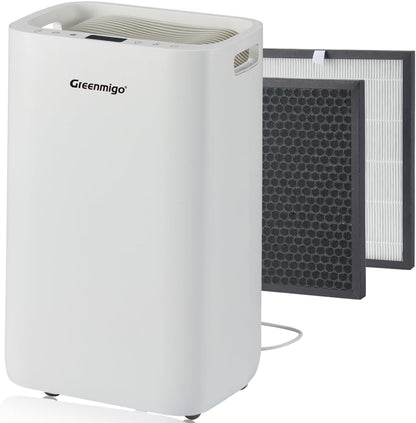 Luchtontvochtiger 20L in 24u,Kamerontvochtiger Luchtontvochtiger met HEPA & Actieve Kool 2in1 Voorfilter,Digitaal Display,Afvoerslang,was Drogen,Timer,Tegen Vocht,Schimmel(ALPHA-Q20)