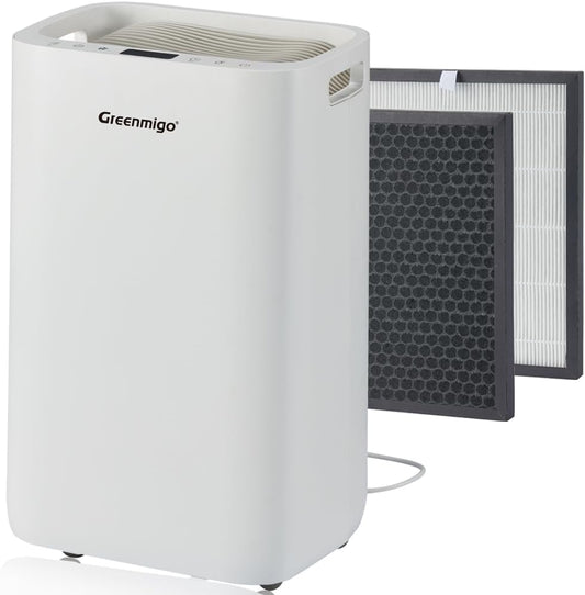 Luchtontvochtiger 20L in 24u,Kamerontvochtiger Luchtontvochtiger met HEPA & Actieve Kool 2in1 Voorfilter,Digitaal Display,Afvoerslang,was Drogen,Timer,Tegen Vocht,Schimmel(ALPHA-Q20)