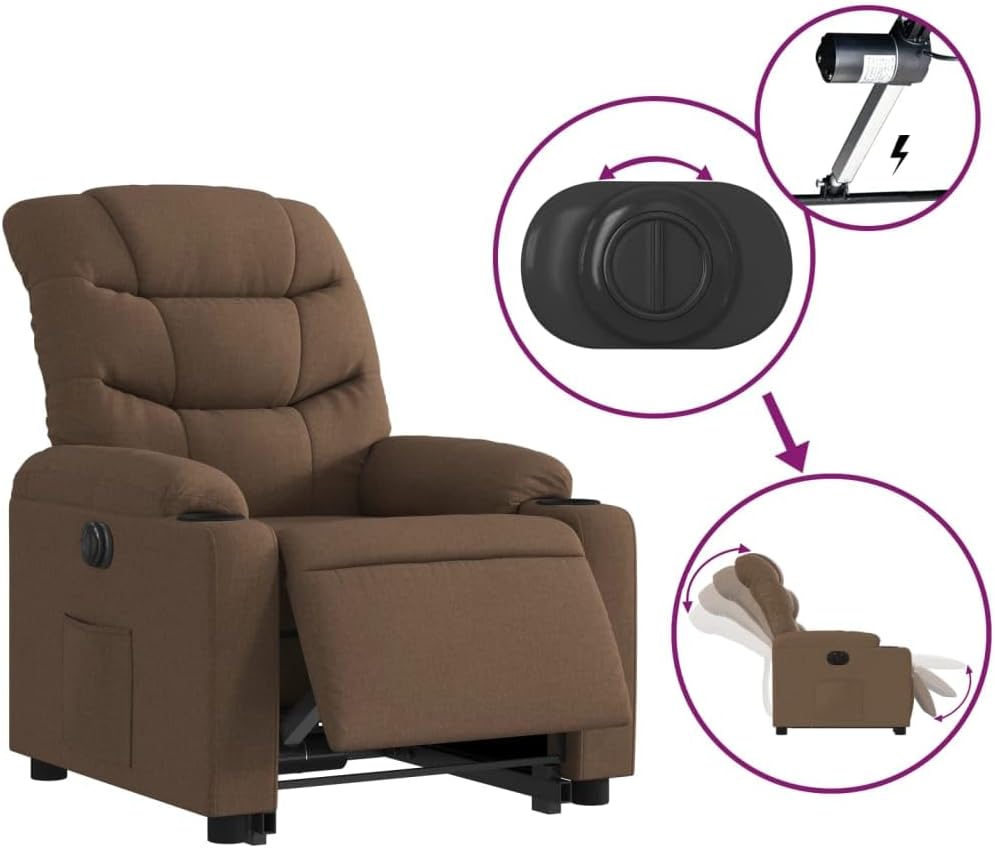 vidaXL Stand up chair electrically adjustable fabric brown