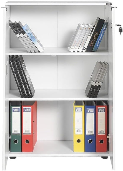 Elegant Diamond White Bookshelf, 72 cm x 109 cm x 34 cm | 100% Melamine Coated Particle Board, 16 mm dik, ideaal voor moderne decoratie thuis en op kantoor