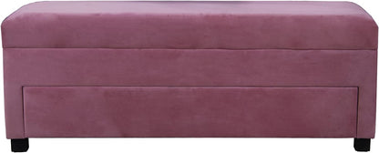 DRW Schoenenrek bed voet van hout en stof in roze 120 x 43 x 45 cm