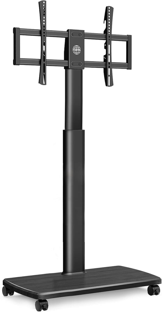 FITUEYES tv standaard verrijdbaar met hout-voet voor 32-55 65 70 inch, Draaibaar & Hoogte verstelbaar tv stand op wielen, universal vloerstandaard trolley met wheel Max VESA 600x400mm