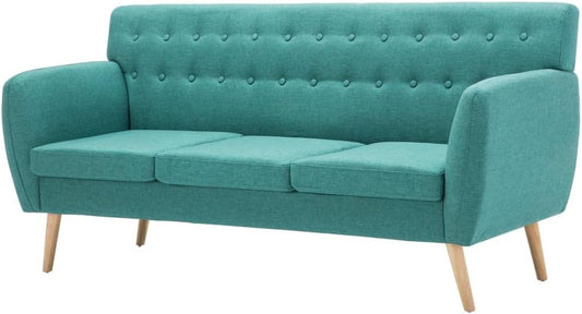vidaXL Three Seater Sofa Fabric Green Three Seater Sofa Sofa Sofa Seating Furniture - QUORE