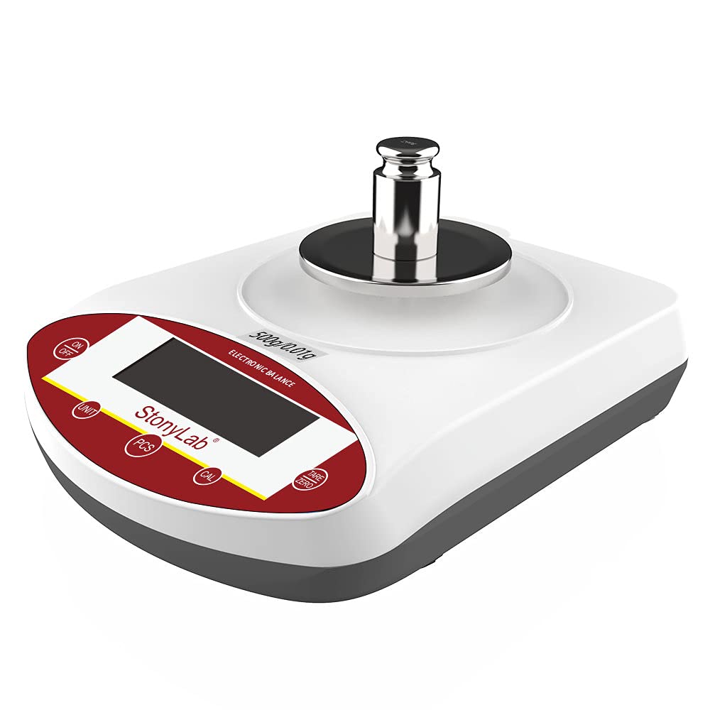 stonylab Analytische Elektronische Balans, 500 g x 0.01 g Laboratorium Schaal Precisie Analytische Balans Elektronische Schaal Sieraden Schaal met Schild en LCD Display, 220 V