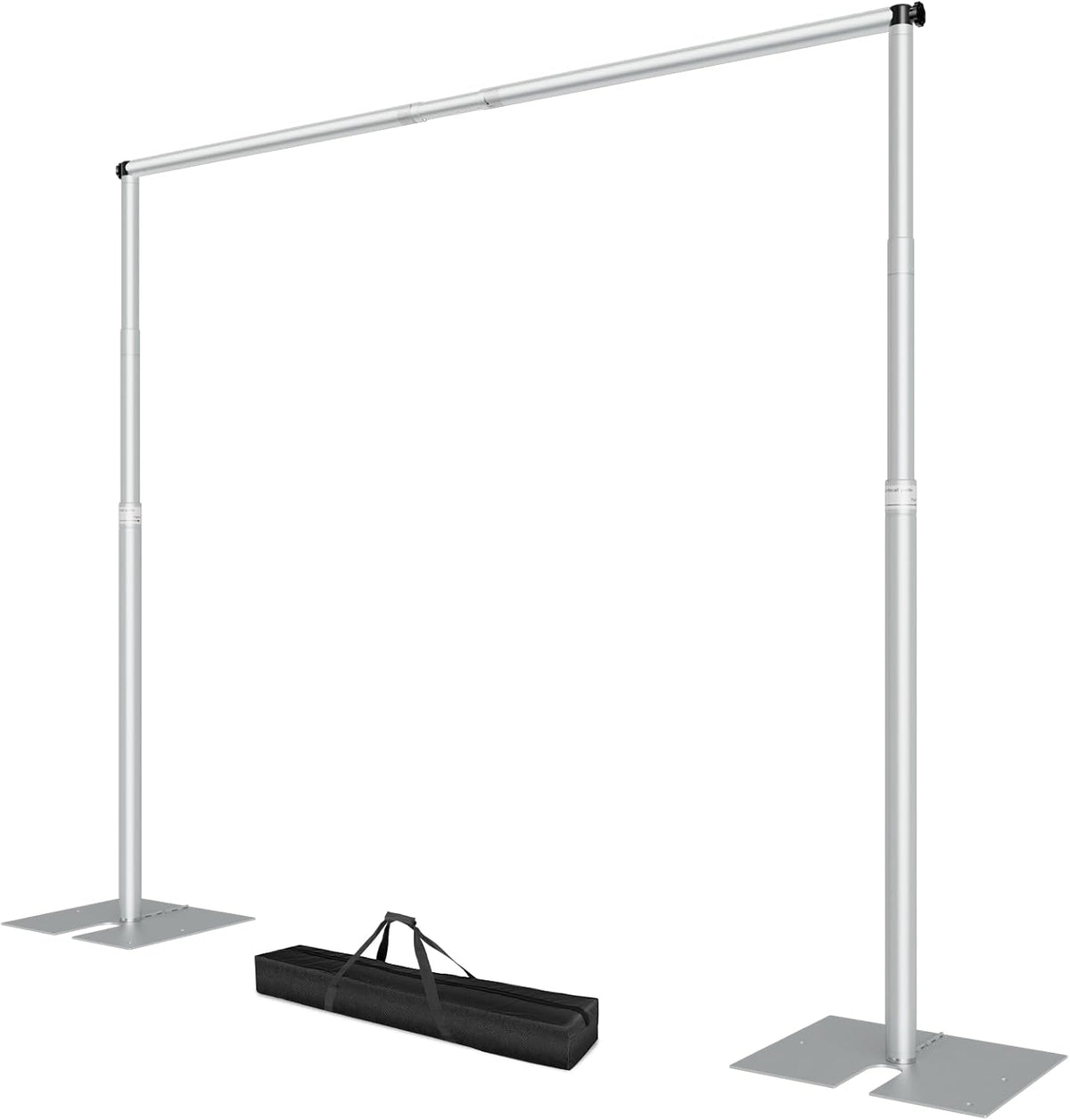 EMART Fotoachtergrondstandaard 3 x 3 m met metalen stalen basis voor fotografie, video, studio, bruiloft, feest, zilverkleurig