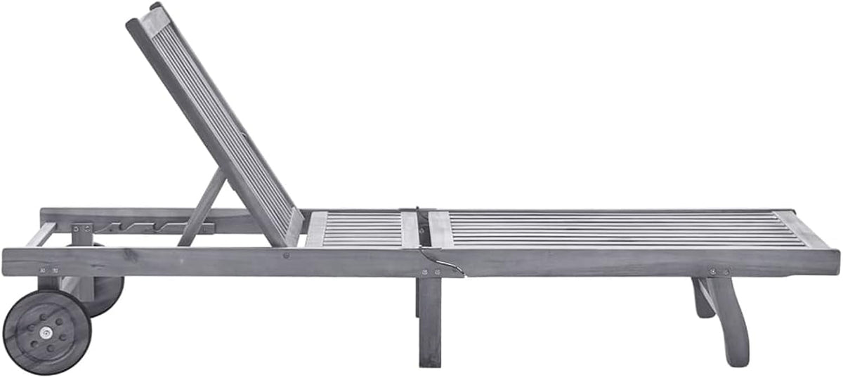 Sun lounger and cushion grey anthracite single lounger hammock garden terrace balcony outdoor terrace pool chairs solid acacia wood grey - QUORE