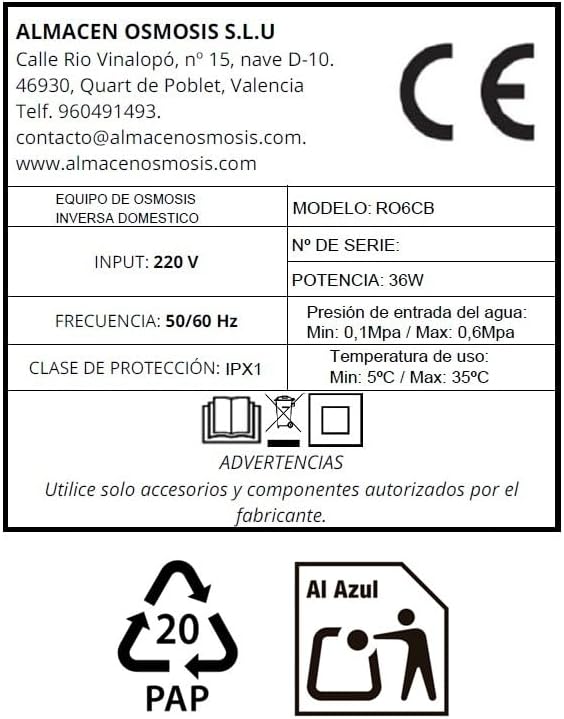 Omgekeerde osmose-installaties - osmose-set met 6 niveaus, inhoud 5 l, incl. 50 GPD Vontron membraan, pomp en filter Nature Water Professionals