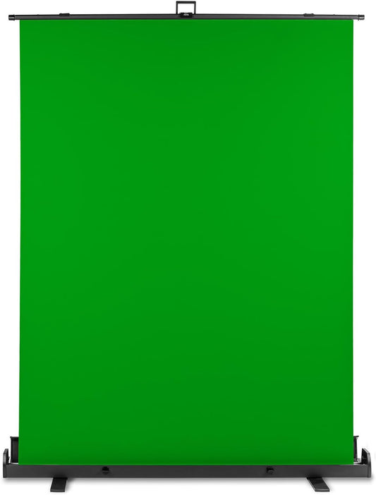 Walimex Pro Roll-Up Panel 165x220 cm green screen met standaard I draagbare, vrijstaande fotoachtergrond voor fotostudio, videochat & streaming I chromakey effect I metalen box voor stabiliteit