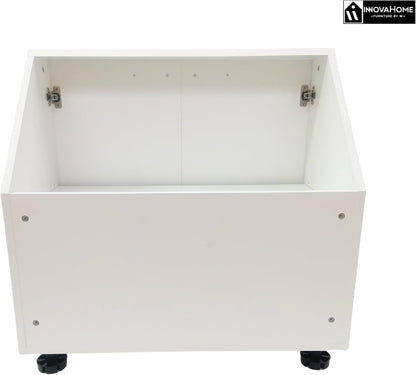 INNOVAHOME Knee Shelter Cabinet 80 cm – Low Loft Cabinet for Angled Walls with Robust Structure 18 mm (Hull & Back Wall), Metal Handles and Adjustable Legs – Polar White - QUORE