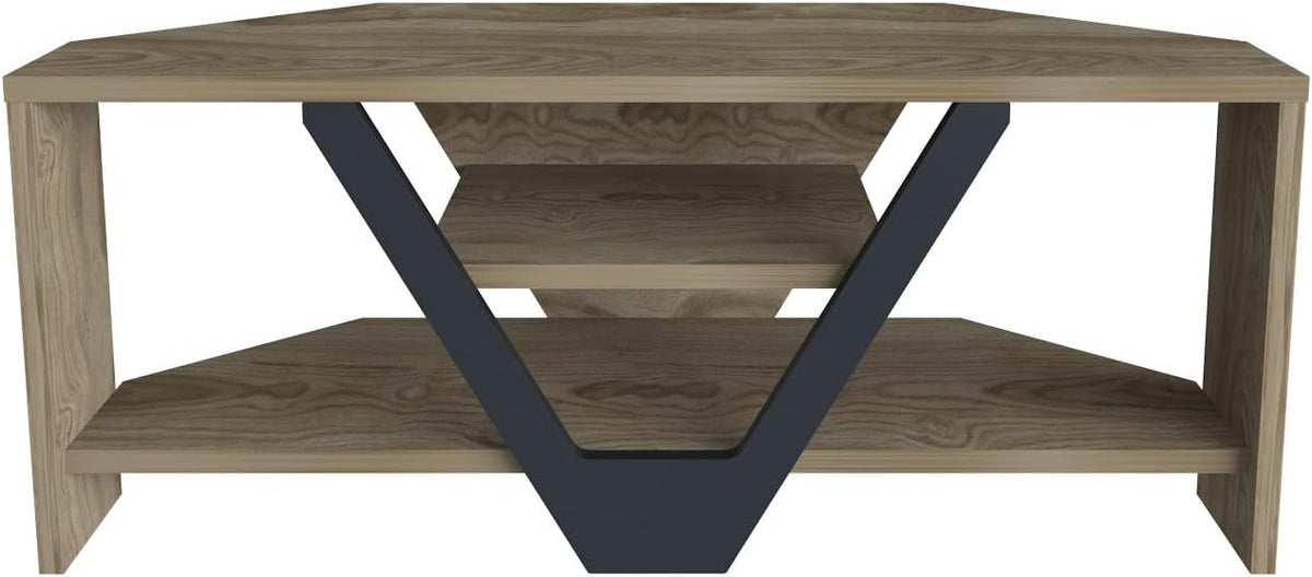 Hanah Home Stijlvolle tv-standaard, walnoot & zwart, 90 x 35 x 36,8 cm, 100% melamine gecoat verdeelbord, 18 mm dik, modern design voor woonkamer en entertainmentruimtes