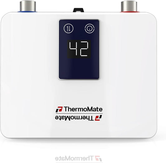 ThermoMate Mini doorstroomboiler elektrisch, 5,5 kW On Demand direct-warmwatervoorziening voor de wastafel, zelfmodulerend, energiebesparend, ruimtebesparend, zonder stekker