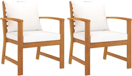 vidaXL Garden chairs 2 pcs with cream cushion solid acacia wood - QUORE