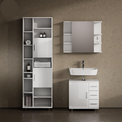 Livinity Badkamermeubel set "Eisak", Wit Hoogglans, 2 delen - QUORE