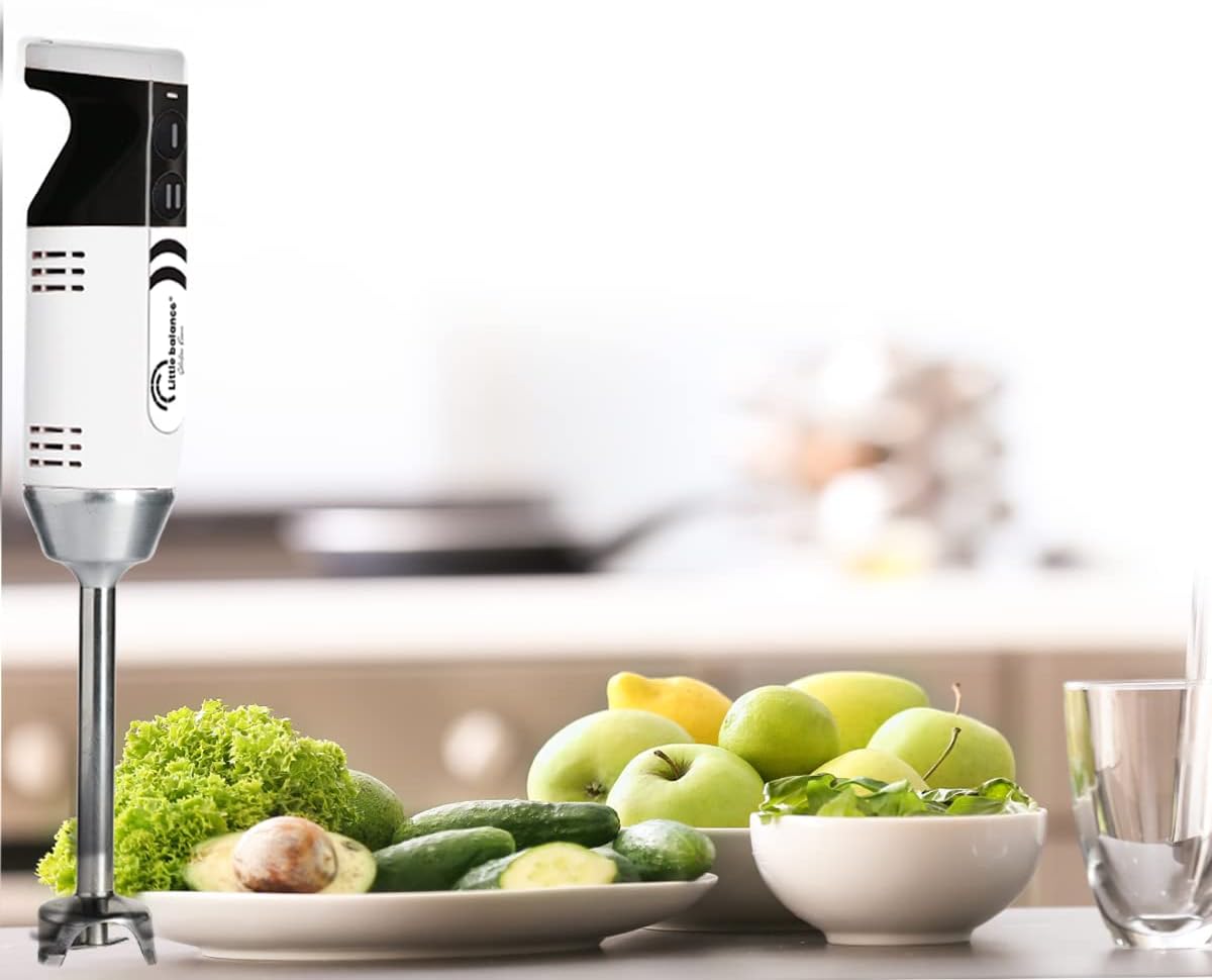 LITTLE BALANCE 8576 Chef Mixx Pro, professionele staafmixer, 2 snelheden, 4 accessoires, 700 W, gemaakt in Frankrijk, wit/roestvrij staal