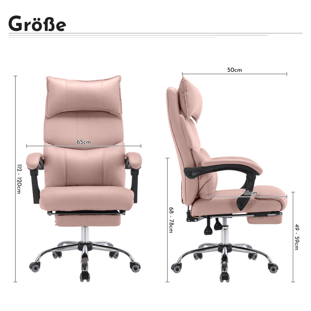 Ergonomische Bureaustoel – Bureaustoel Met Hoge Rugleuning – Kantoormeubilair – Werkstoel – Draaistoel Roze – Tweevoudig Verstelbare Lendensteun – 360° Draaibaar Met Metaal Frame