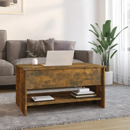 Modern Rectangular Solid Acacia Wood Coffee Table - 80x50x40cm, Smoked Oak Finish, Lightweight & Durable, Easy Assembly, No Power Needed, Perfect for Living Room or Outdoor Spaces, Indoor/Outdoor Use, Coffee Table for Living