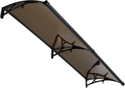 Outdoor Roof, Front Door, Arch Roof, Rectangular Front Door Roof Canopy Door Roof Window Canopy Canopy for Bicycle Protection Pavilions 200 x 60 cm (Brown+Black) - QUORE