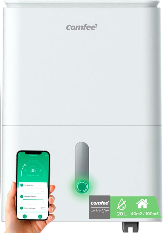 Luchtontvochtiger – Ontvochtiger – Vochtvreter – Luchtontvochtigingsapparaat – Vochtverwijderaar – Voor 37-52 M² – 20 Liter/Dag, 4 Modi, App-Bediening