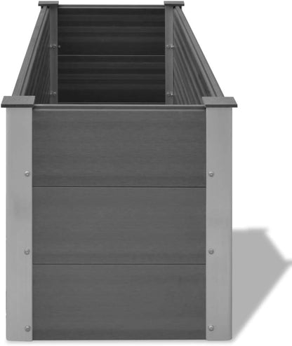 Planter WPC Planter Garden Outdoor Flower Box Raised Flower Bed Bottom Open Grey 150 x 50 x 54 cm (L x W x H) Wall Thickness 30mm - QUORE