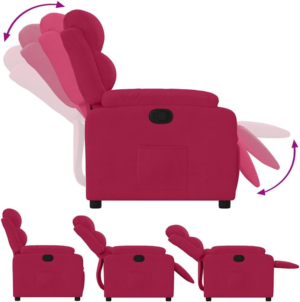 vidaXL Fauteuil verstelbaar fluweel wijnrood, leunstoel, relaxstoel, armstoel, relaxfauteuil, luie stoel, tv stoel, standenstoel, fauteuil stoel