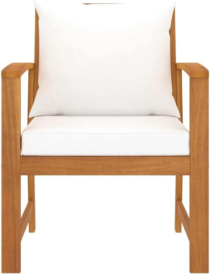 vidaXL Garden chairs 2 pcs with cream cushion solid acacia wood - QUORE