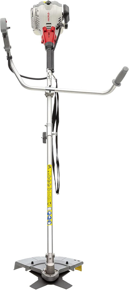 IKRA Benzine Bosmaaier trimmer IBF 25-1, incl. draadspoel, 4-tands mes & schouderriem, grijs/rood/zwart