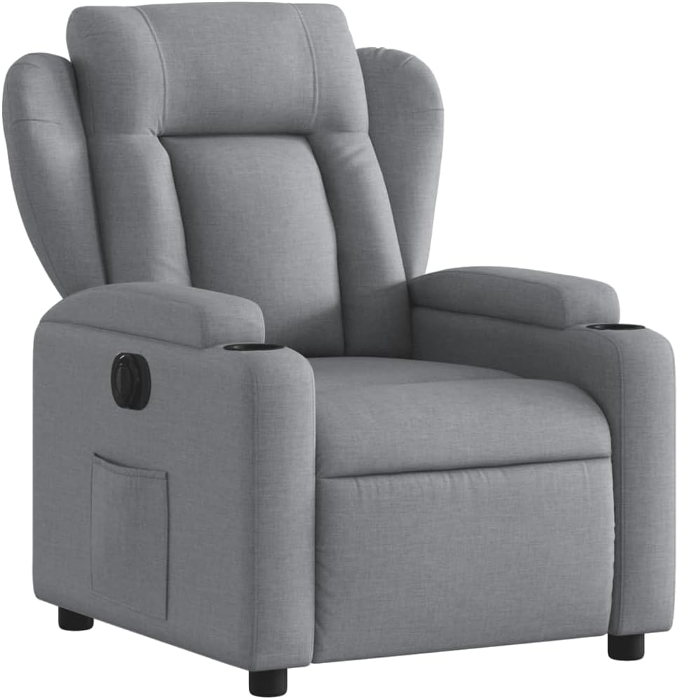 Living room armchair, electric armchair made of light gray fabric, living room chair, armchair, recliner chair, bedroom chair t