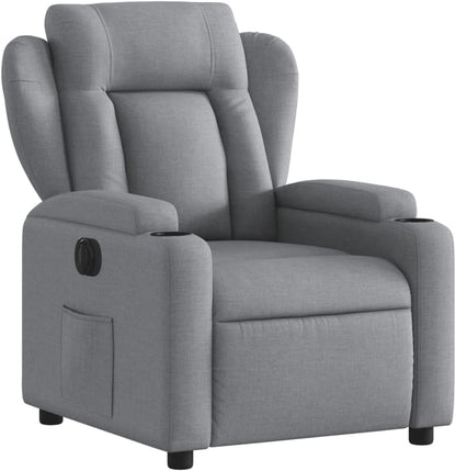 Living room armchair, electric armchair made of light gray fabric, living room chair, armchair, recliner chair, bedroom chair t