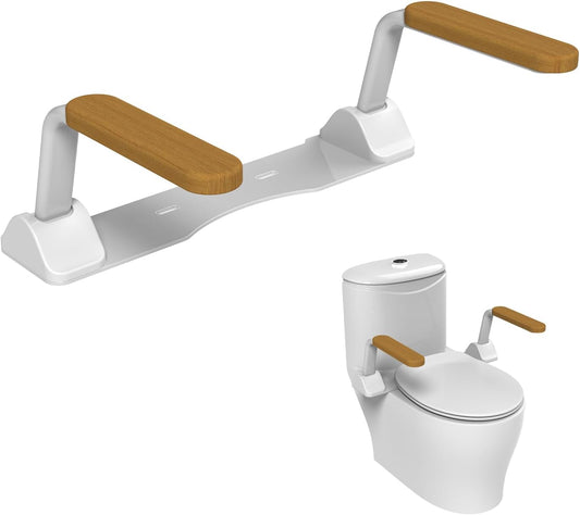 Opvouwbaar Toiletheup Veiligheidsframe，Verstelbaar Stabloos Stuur voor Senioren - Makkelijk te Monteren & Vaste Constructie (Hout)