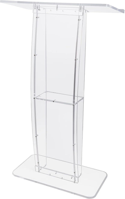 VEVOR Podium 119,8 cm acryl muziekstandaard met groot leesoppervlak en opbergruimte voor kantoor, school, draagkracht 15 kg, transparant
