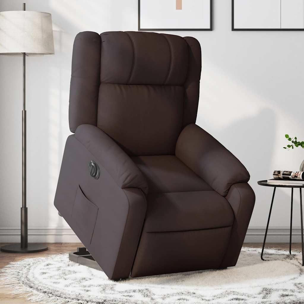 Elektrische Relaxfauteuil – Sta Op Stoel – Elektrische Relaxstoel – Verstelbare Fauteuil – Seniorenstoel – Elektrische Lifter – Donkerbruin Stof – Verstelbare Rugleuning en Voetensteun