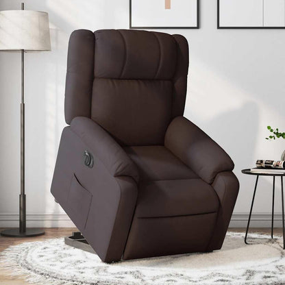 Elektrische Relaxfauteuil – Sta Op Stoel – Elektrische Relaxstoel – Verstelbare Fauteuil – Seniorenstoel – Elektrische Lifter – Donkerbruin Stof – Verstelbare Rugleuning en Voetensteun