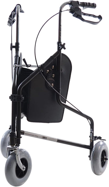 Muve 3-wielige rollator - opvouwbaar, lichtgewicht, met ingebouwde tas, ideaal voor mobiliteitsondersteuning voor ouderen en mensen met een handicap