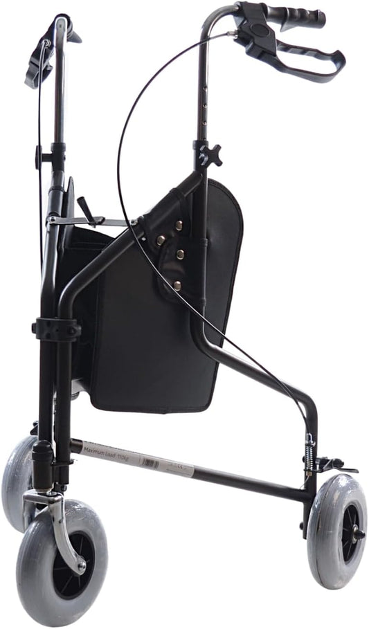 Muve 3-wielige rollator - opvouwbaar, lichtgewicht, met ingebouwde tas, ideaal voor mobiliteitsondersteuning voor ouderen en mensen met een handicap