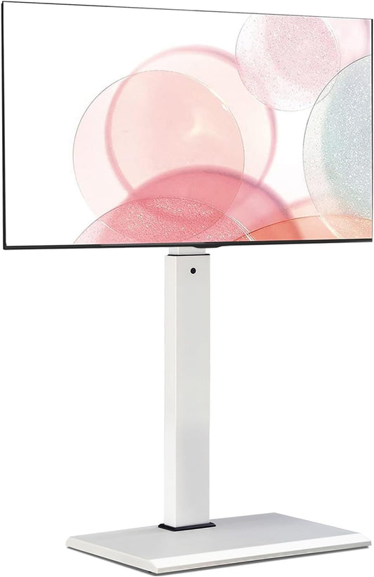 FITUEYES tv floor stand for 27-32 43 55 65 inch TV,Rotatable & height adjustable universal tv stand floor,Tall tv stand floor mount Max 400x400mm 40kg white - QUORE