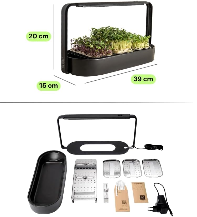 Smart Garden Starter Set - Indoor LED Groenbak - 12 Biologische Zaadpads - Oceaanplastic Wit - Scandinavisch Design - 7 Dag Oogst