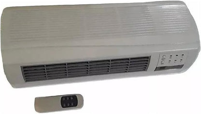 Keramische airconditioning met afstandsbediening, biedt koude en warme werking, vermogen 100 W bij kou en 2000 W in warmte, ideaal voor elke ruimte.