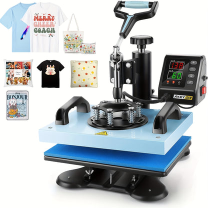 Transferpers – Hittepers – Heatpress Machine – Textielpers – Sublimatiepers – 30x25 cm – 360° Draaibaar – Digitale Temperatuur- en Tijdinstelling