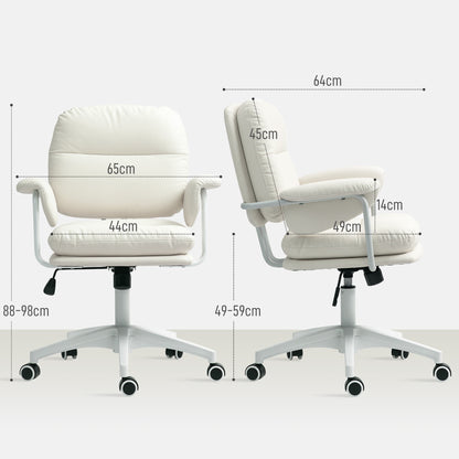 Bureaustoel – Werkstoel – Bureaustoel Ergonomisch – Kantoorstoel – Draaistoel – Wit – Verstelbare Zithoogte – Kunstlederen Bekleding