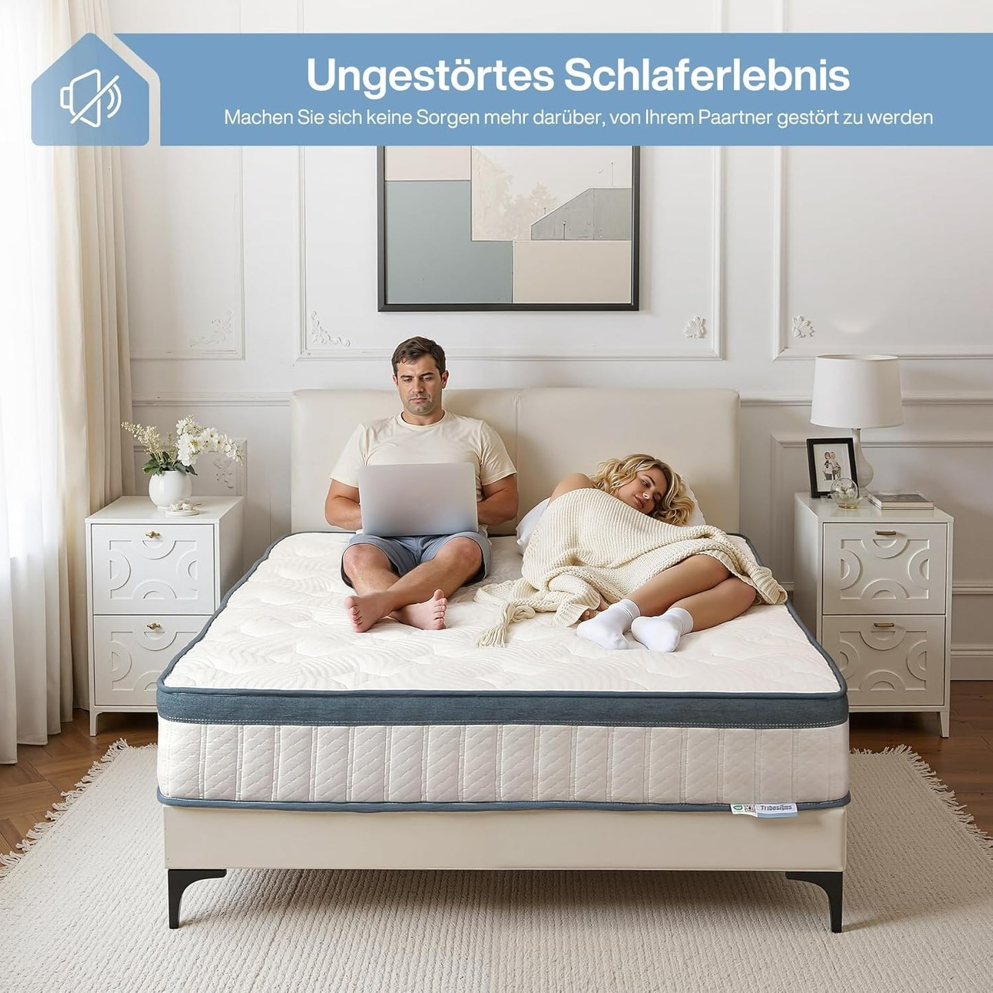 Mattress 90 x 200cm, Pocket Spring Mattress Hardness H2, Height 25cm, Oeko-Tex & CertiPUR Certified Washable Microfibre Cover, Spring Mattress with Memory Foam, Thick Mattress, Ultra Plush Noah Pocket Spring Mattress, Mattres