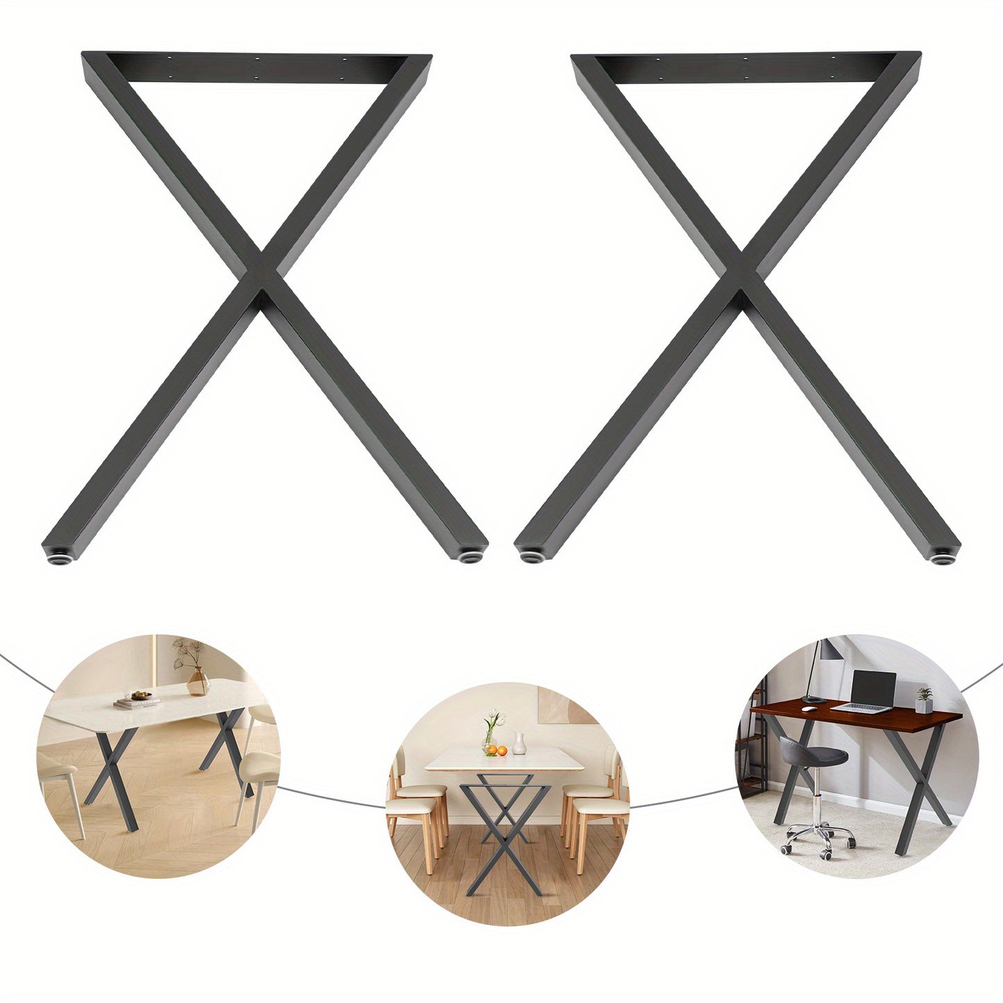 Tafelpoten – Tafelonderstel – Meubelpoot – Tafelpoot Set – X-vormige Tafelpoot – Verstelbare Hoogte – Zwart Stalen Design – Draagvermogen 200 kg