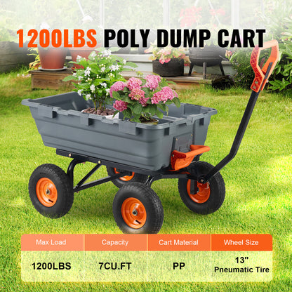 Tuinkar – Kiepkar – Tuintrolley – Bolderwagen – Kruiwagen – Robuust Polyethyleen – Laadvermogen 545 kg – 183 Liter Laadvolume